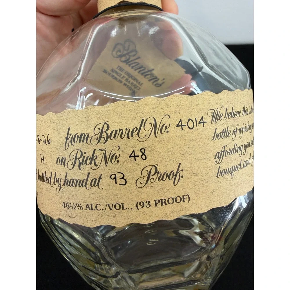 Blanton's Single Barrel Bourbon Whisey Empty Bottle Stopper Ltr O 750ml Unrinsed